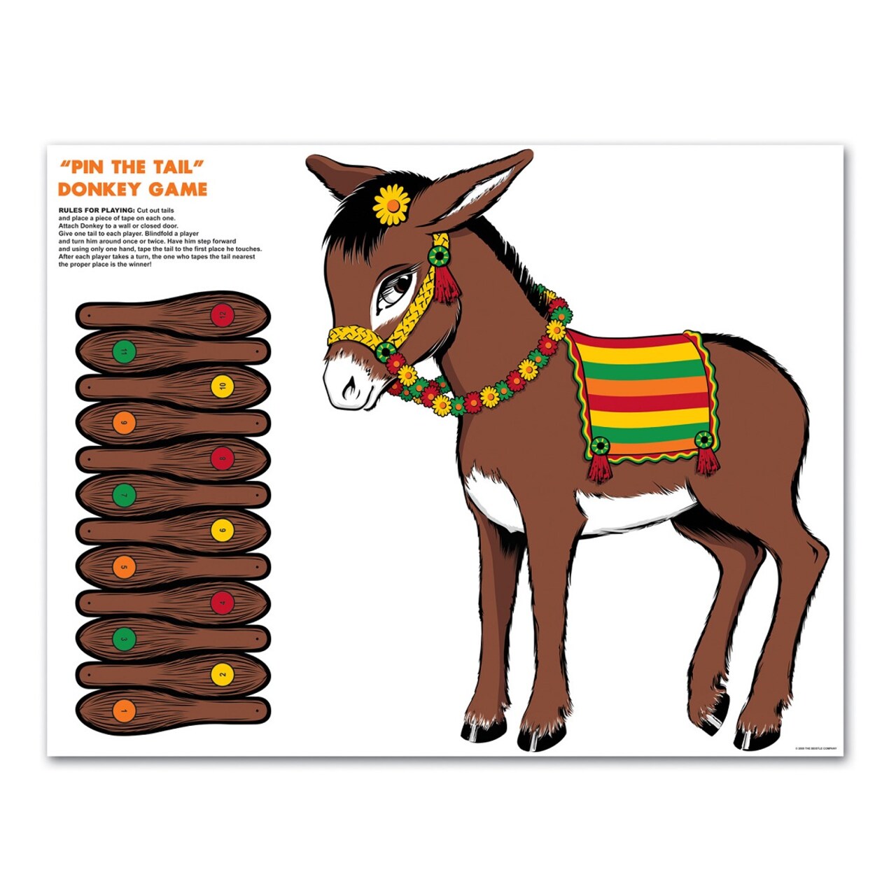 Party Central Club Pack of 24 Brown Traditional Pin the Tail on the Donkey Party Games